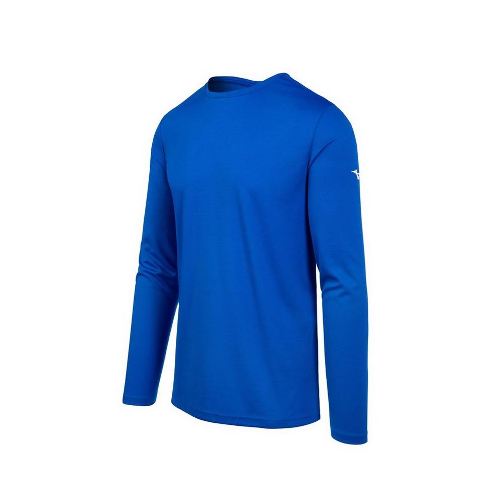 Mizuno Long Sleeve Férfi Futópóló Királykék FAV382079